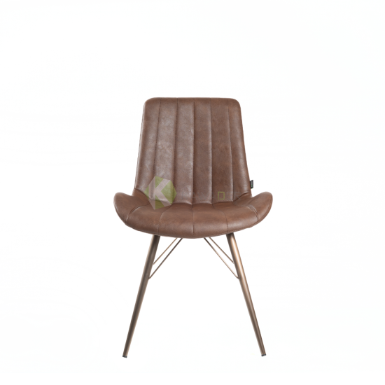 Dining Chair with Vintage Dark Brown Leather - from Piokit