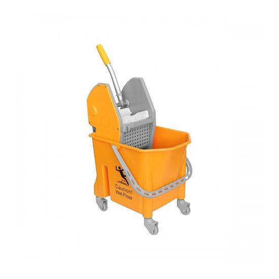 Single Cleaning Bucket – 25L with Wringer – Yellow - from Piokit