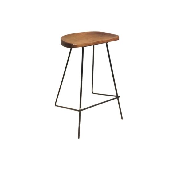 Bar Chair With Steel Frame & Wooden Seat – 78CM From PIOKIT – Natural Light Walnut