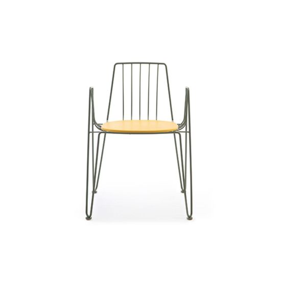 Rambla Metallic Chair Green Frame & Yellow Cushion From MOBLZ