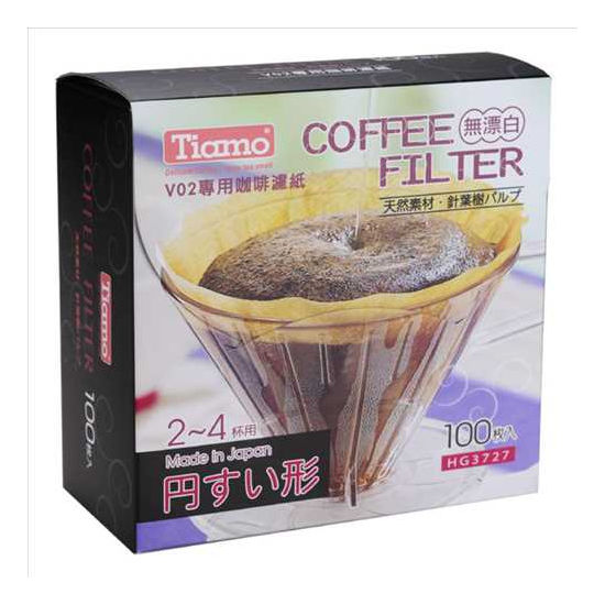 Non-Bleach Coffee Filter Paper Fits For VO2 Dripping Coffee - 100 PCS Per Box From TIAMO