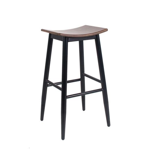 Bar Chair With Steel Frame & Wooden Seat – 78CM From PIOKIT – Natural Walnut