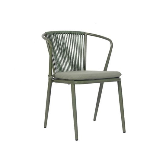Aluminum Stacking Outdoor Rope Dinning Chair (Without Cushion) - 76.5CM From PIOKIT - Army Green