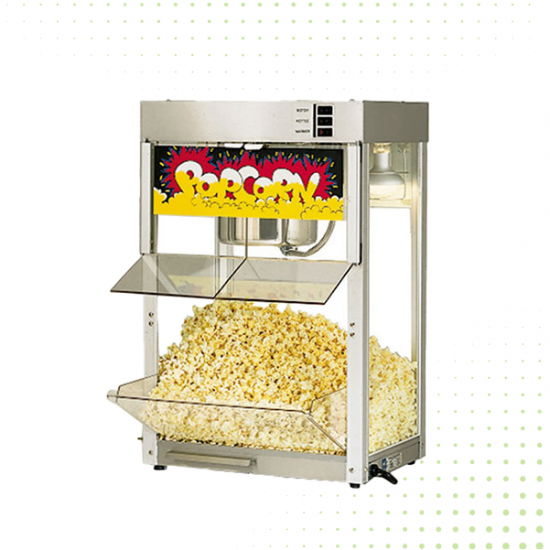 Popcorn Machine With 3 Sides Of Tempered Glass - 1CUP From STAR – Silver