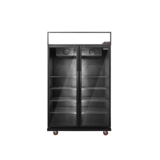Black Vertical 2 Doors Display Refrigerator - 122CM From PIOKIT