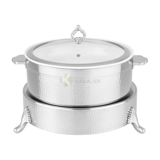 Silver Hammered Buffet Heating Base with Ceramic Pot 40cm from Piokit