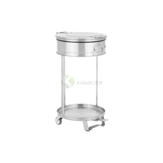 Stainless Steel Garbage Bag Holder  with Pedal & Wheels 100L From PIOKIT