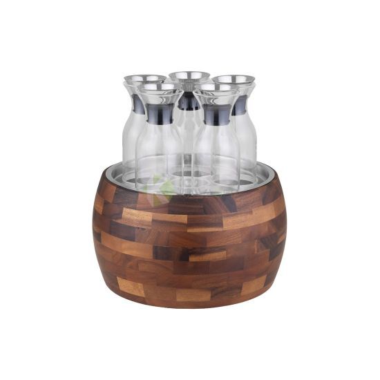 Glass Juice Dispenser with Wooden Base from Piokit