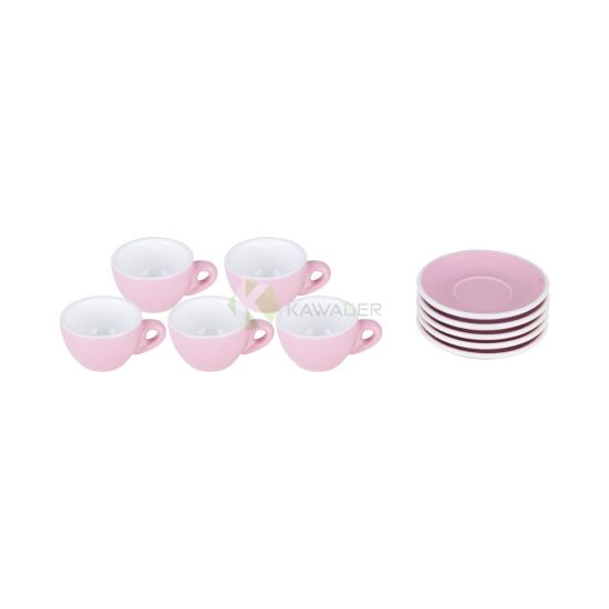 Espresso Cup And Saucer Set - 5 PCS - 80ML From TIAMO - Pink