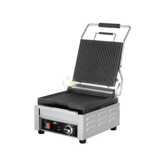 Stainless Steel Electric Single Small Grill With 1 Cast Iron Plate - Both Top And Bottom Are Ribbed From MAYFAIR