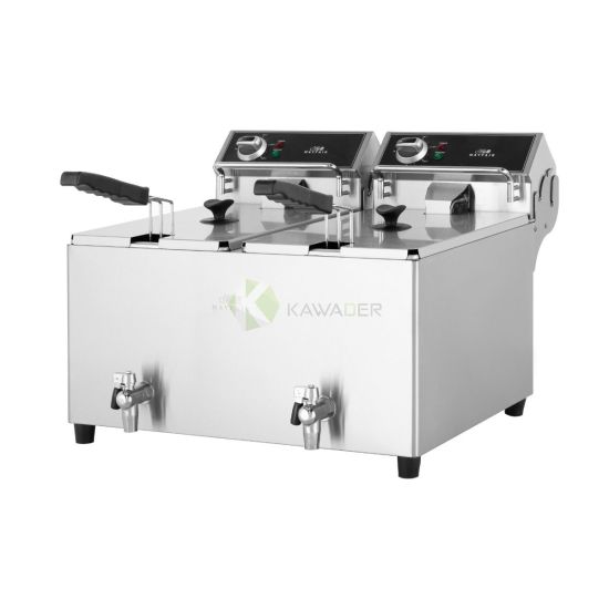 Stainless Steel Double Tank Electric Deep Fryer With Faucet – 2*12 LT Each  From MAYFAIR