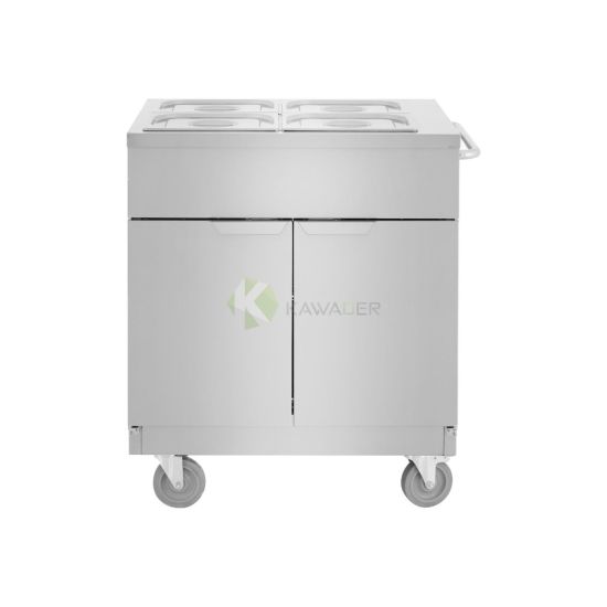 Stainless Steel Mobile Server Trolley – 2 Shelves and 4 Pan 1/3 Gn - From MAYFAIR
