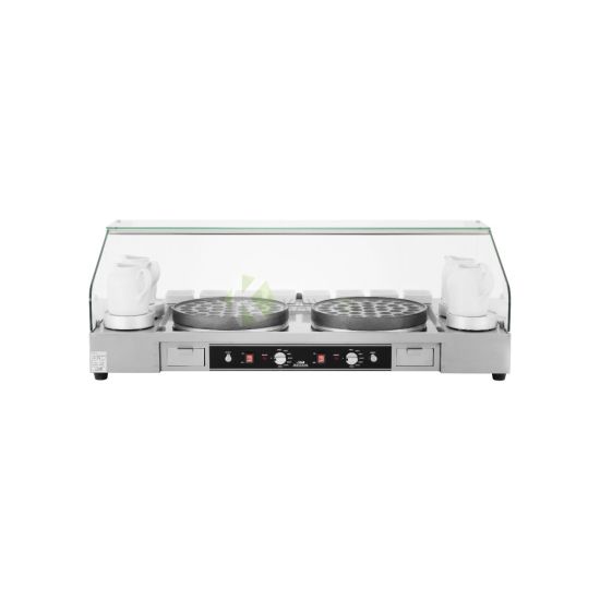 Stainless Steel Electric Mini Pancake Serving Station With Glass Fence – 2 Cast Iron Plate From MAYFAIR