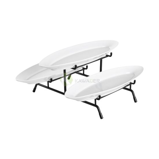 Urban Porcelain Buffet Plates with Stand – 3 Pcs Large From MAYFAIR