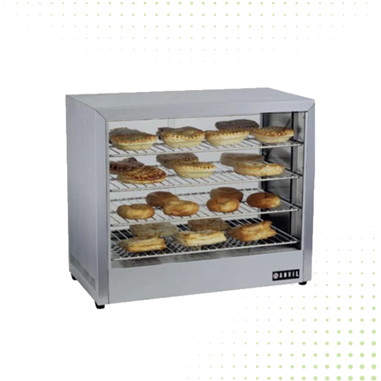 Stainless Steel Desktop Heated Glass Showcase With 4 Shelves - 108 LT From PIOKIT