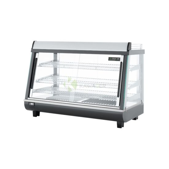 Stainless Steel Heated Glass Showcase With 3 Shelves – 136 LT From PIOKIT - Black