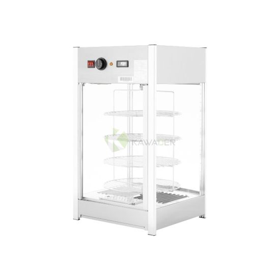 Stainless Steel Heated Glass Showcase With 4 Rounded Shelves – 97 LT From PIOKIT