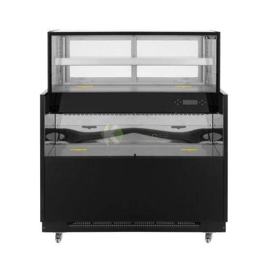 Refrigerated Glass Display With Top Curved Glass Front And Lower Open Self-service Front - 540 LT From PIOKIT - Black