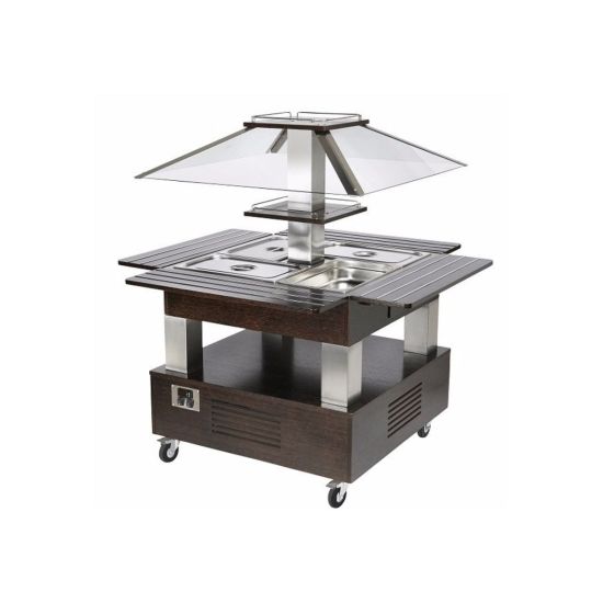 Square Refrigerated Salad Bar – 4 GN Pans Capacity – From Roller Grill