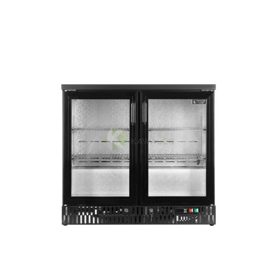 2 Glass Door Back Bar Refrigerator 92cm - Black Color From PIOKIT