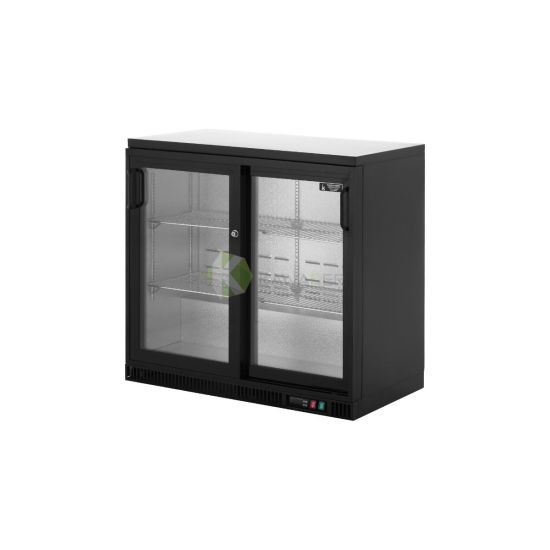 2 Sliding Glass Door Back Bar Refrigerator 92cm– Black From PIOKIT
