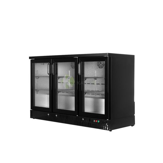 Undercounter 3 Glass Doors Black Refrigerator From PIOKIT