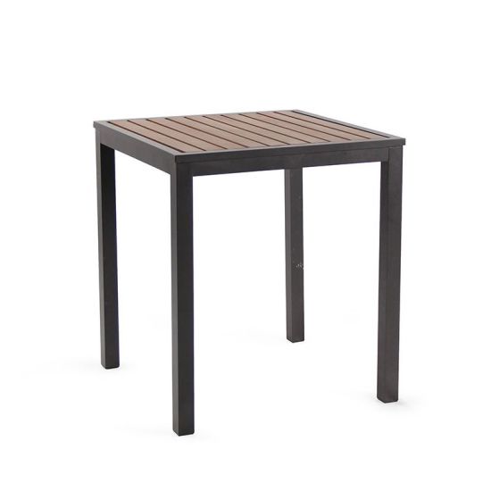 Dining Table With Matt Black Aluminum Base And light wooden top From PIOKIT