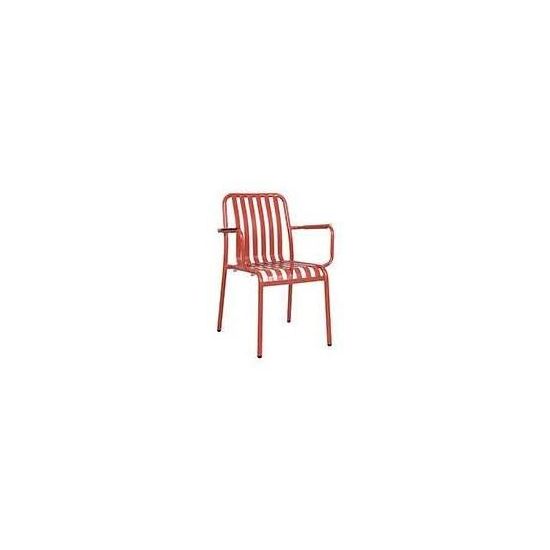 Metal Slatted Chair with 2 Armrests - Red Color From PIOKIT