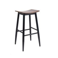 Bar Chair With Steel Frame & Wooden Seat – 78CM From PIOKIT – Natural Walnut