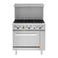 6 Burner Gas Range with Oven Stainless Steel From PIOKIT