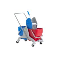 Plastic Twin Cleaning Trolley – 2x25L - Chassis Down Press Wringer - From Piokit