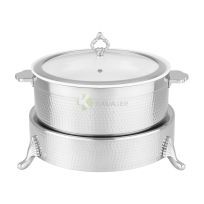 Silver Hammered Buffet Heating Base with Ceramic Pot 40cm from Piokit