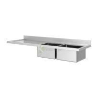 210cm Double Bowl Stainless Steel Sink Left Drainboard - from Piokit