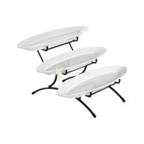 Durham Urban Fish Porcelain Buffet Plates with Stand – 3 Pcs From MAYFAIR