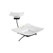 Aberdeen Square Porcelain Buffet Bowl with Teflon Coated Stand From MAYFAIR