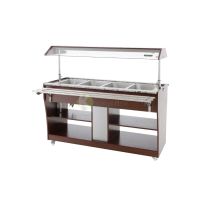 Wooden Electric Hot Buffet Trolly With Glass Top Shield – 4 × 1/1 GN Pans From PIOKIT