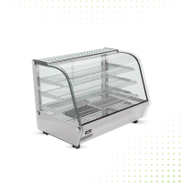 Stainless Steel Heated Glass Showcase With 3 Shelves – 160 LT From PIOKIT - White