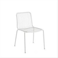 كرسي طعام سلكي من الفولاذ قابل للتكديس – أبيض مطفي من بيوكيت