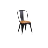 Stackable Dinning Chair With Steel Frame & Wooden Seat – 86CM From PIOKIT – Black Frame & Light Walnut Seat