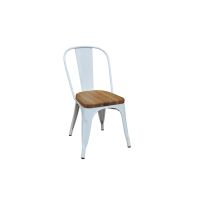 Matt White Frame & Light Walnut Seat Stackable Dinning Chair With Steel Frame & Wooden Seat – 86CM