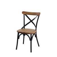 Dinning Chair With Aluminum Frame & Wooden Seat – 89CM From PIOKIT – Dark Grey Frame & Light Walnut Seat