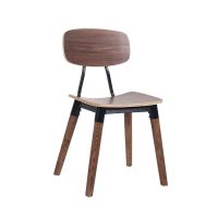 Dinning Chair With Steel Frame & Wooden Seat, Legs & Backrest – 83CM From PIOKIT – Black & Natural Walnut