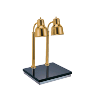 Golden Double Heat Lamps With Marble Table