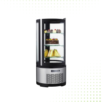 Round Refrigerated Glass Display With 3 Glass Shelves - 100 LT From PIOKIT - Black