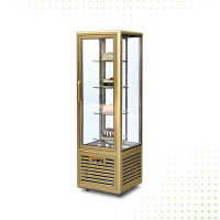 Stainless Steel Standing Desserts Showcase With Rotary Glass Shelves & 1 Glass Door - 65 CM From PIOKIT - Gold
