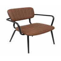 Vintage Dark Brown Leather & Black Steel Frame Chair From PIOKIT