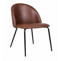 Dining Chair with Steel Frame – Vintage Dark Brown From PIOKIT