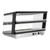 Stainless Steel Heated Glass Showcase With 2 Decks – 121 LT From PIOKIT - Black 
