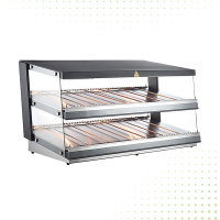 Stainless Steel Heated Glass Showcase With 2 Decks – 152 LT From PIOKIT - Black 

