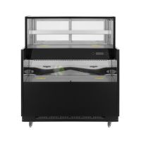 Refrigerated Glass Display With Top Curved Glass Front And Lower Open Self-service Front - 540 LT From PIOKIT - Black